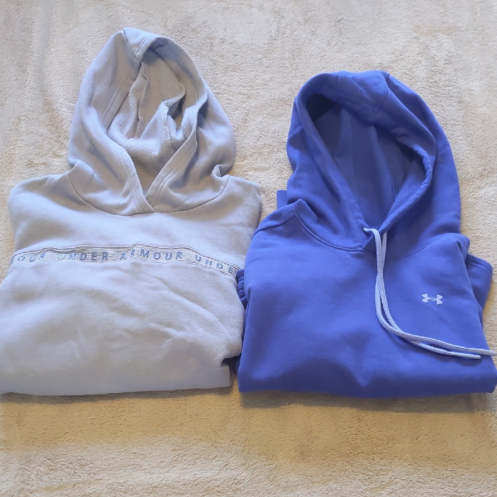 Under Armour Light Gray and Blue Hoodies